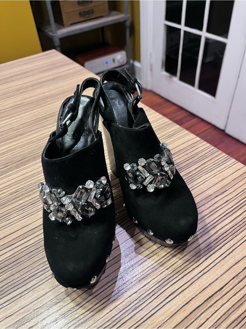 Kurt Geiger Black Embellished Slingback Mules